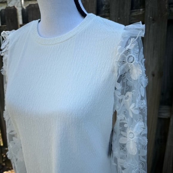 Alice Blue New White Sheer Long Sleeve Top Size Medium - Picture 9 of 11